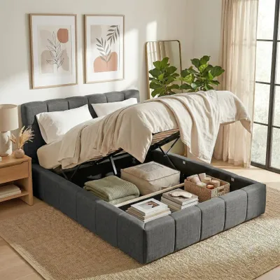 Produktbild von BETT ELIAS / 160x200 cm mit Bettkasten, Dunkelgrau
