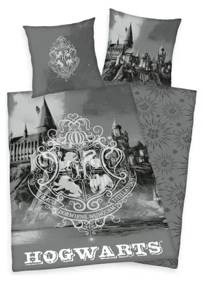 Obrázok produktu pre Postelová súprava Harry Potter, Hogwarts, sivá, 135 x 200 cm