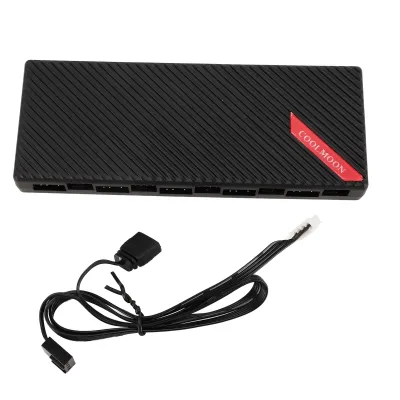 Obrázek produktu pro Rozbočovač ventilátorů ARGB se skrytou magnetickou základnou, připojení napájení Serial ATA (5 V, 3-pin PWM) pro 10 ventilátorů ve skříních PC