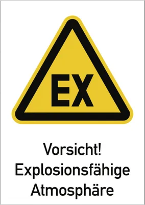 Produktbild von Dreifke® Vorsicht! Explosionsfähige Atmosphäre, Kombischild, Alu, 262x371 mm
