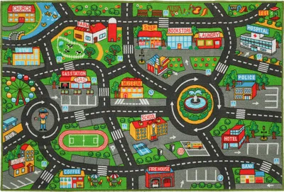 Produktbild von Krabbelmatte Baby, Spielmatte 200x150x0,5cm, Rutschfest Krabbeldecke mit Rutschfester Unterseite Stadtmotiv für Kinderzimmer