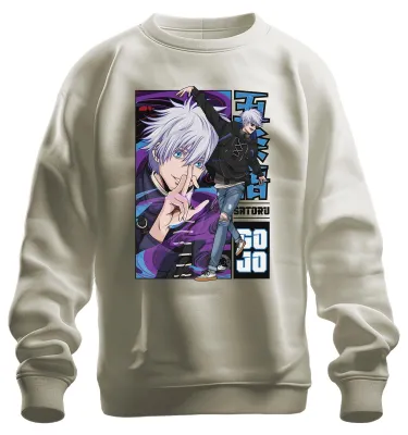 Obrázok produktu pre Satoru Gojo Jujutsu Kaisen biele vlasy modré oči fanúšik uni mikina pulóver, príroda, XL