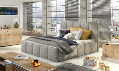 Produktbild von Polsterbett Bett Doppelbett VERONA Set 1 Webstoff Hellgrau 120x200cm
