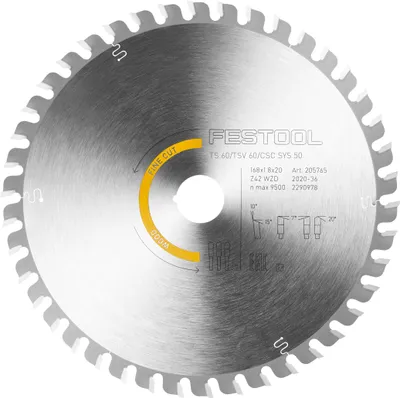 Zdjęcie produktu dla Festool WOOD FINE CUT HW, 16,8 cm, 2 cm, 1,2 mm, 1,8 mm, Festool, Festool TS 60 K plunge-cut saw