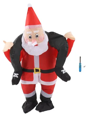 Produktbild von Weihnachtsmann-Kostüm, lustiger Weihnachtsmann, reitend, aufblasbar, Show-Party, Cosplay, Rollenspiel, Requisiten, Teenager (120–140 cm)