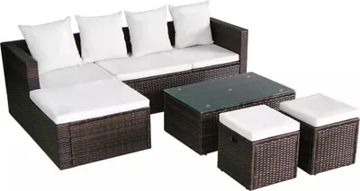 Zdjęcie produktu dla 4-Cz. Zestaw Wypoczynkowy Do Ogrodu, Poduszki, Rattan Pe, Brąz Lumarko!