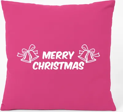 Produktbild von Huuraa Kissen Merry Christmas Glocken 40x40cm mit Füllung Fuchsia Baumwolle Dekokissen Geschenkidee
