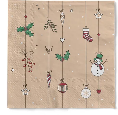 Produktbild von Tissue Serviette Snowman, 3-lagig, 33 x 33 cm, 100 Stück - Mank - Weihnachtsserviette