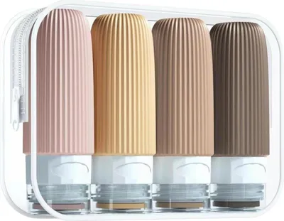 Immagine prodotto di EDIBAZZAR | Set da viaggio con 4 bottiglie riutilizzabili da 90 ml