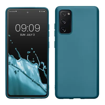 Produktbild von kwmobile Case kompatibel mit Samsung Galaxy S20 FE Hülle - Schutzhülle aus Silikon metallisch schimmernd - Handyhülle Metallic Karibikblau