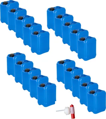 Produktbild von 20x 5 Liter Kanister Wasserkanister Campingkanister Farbe blau DIN45 + 1x Hahn (10x5knb45+1xH.45)