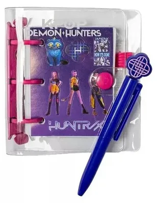 Produktbild von K-pop Demon Hunters Purple Mini Notizbuch mit Stift und Aufklebern