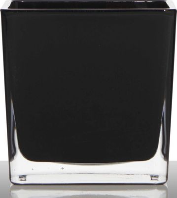 Teelichthalter, Dekoglas WÜRFEL CUBE BLACK H. 6cm 6x6cm schwarz Hakbijl