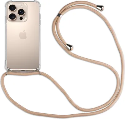 Produktbild von Handykette für Apple iPhone 16 Pro Max – Handyhülle mit Band & Kordel Beige/Braun