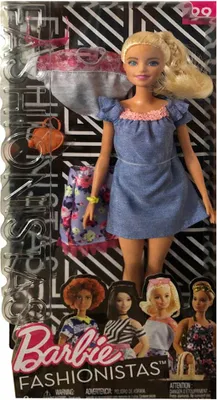 Obrázek produktu pro Mattel Barbie - Panenka Fashionistas a dárková sada, v modrých šatech s růžovou krajkou