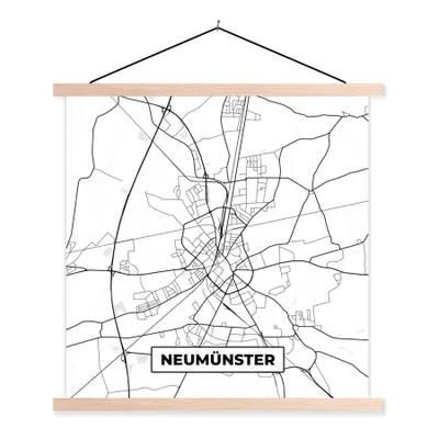 Produktbild von MuchoWow® Textilposter Karte - Neumünster - Karte - Stadtplan 40x40 cm mit holzfarbenen Rahmen - Posterleiste