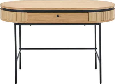 Produktbild von Schreibtisch mit 1 Schublade - Eichenfurnier - Natur und schwarz - CARDIONA