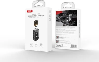 The image shows the retail packaging of a car wireless receiver.