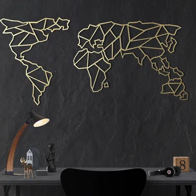 Immagine prodotto di Wallity, World- BSG1088, Oro, Altre decorazioni per la casa, 85 x 170 cm, 100% metallo (spessore: 2 mm)