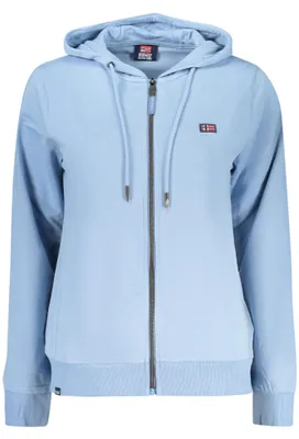 Produktbild von Damen Sweatshirt Blau mit Reißverschluss & Applikation - Langarm Hoodie