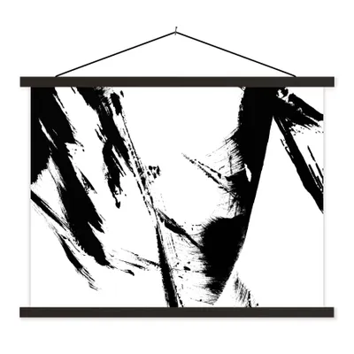 Produktbild von MuchoWow® Textilposter Farbe - Schwarz - Abstrakt 40x30 cm mit schwarzem Rahmen - Dekorationen