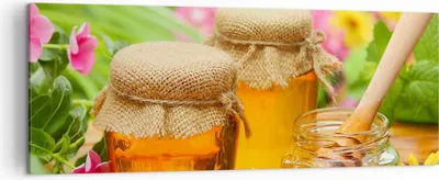 Produktbild von Bild auf Leinwand - Leinwandbild - Honig Glas Glas Vitamin - 140x50cm - Wand Bild - Wanddeko - Leinwanddruck - Bilder - Kunstdruck - Wanddekoration - Leinwand bilder - Wandkunst - AB140x50-2475