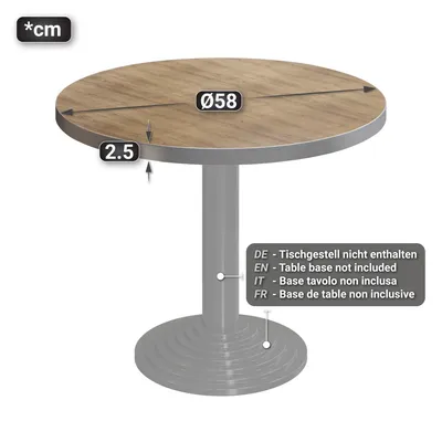 Produktbild von BRASIL | Gastro Tischplatte | Ø 60 cm | Eiche | Rund | Gastro Tischplatte