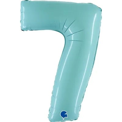Produktbild von Riesenzahl Folienballon 40"/102cm | Pastel Blue Zahl: 7