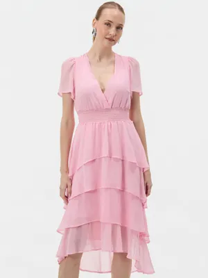 Produktbild von Orsay Rosa Damen-A-Linienkleid in Knielänge mit V-Ausschnitt und kurzen Ärmeln 40