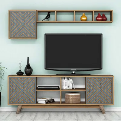 Obrázok produktu pre Skye Decor, Obývacia stena - Ivonne (orech + modrá)