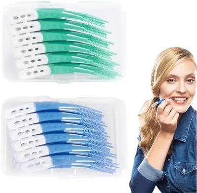 Produktbild von 120 Stück Interdentalbürsten, Zahnreinigung Zwischenräume,Silikon Zahnzwischenraumbürsten,Zahnstocher-Reinigungswerkzeug,für Reinigung Schwer Zugänglicher Zahnzwischenräume(Blau, Grün)