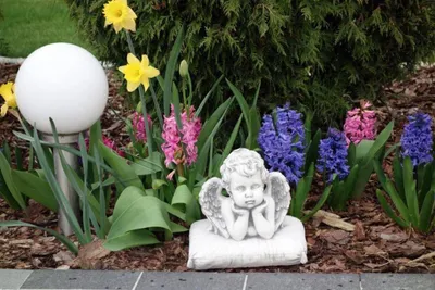 Image de Statue d'ange Statues de pierre tombale Statues de sculpture Jardin 22cm