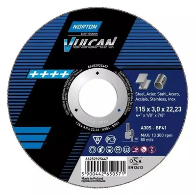Zdjęcie produktu dla Tarcze do cięcia metalu Norton Vulcan 125x1mm 10 szt.