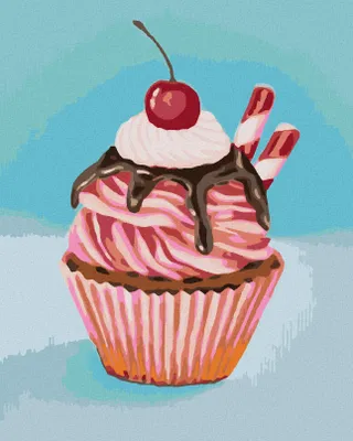 Produktbild von Zuty - Malen nach Zahlen - ERDBEERCUPCAKE MIT LAKRITZSTANGE (MYROSLAVA VOLOSCHUK), 40x50 cm, ohne Keilrahmen