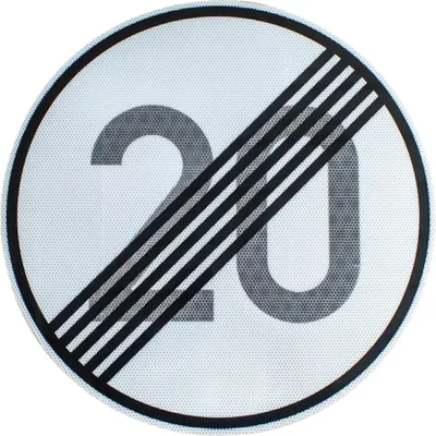 Produktbild von Original RA2 Verkehrszeichen Nr. 278-20 ENDE 20 km/h RAL RSA-21 StVO Straßenschild Baustellenschild Schilder Straßenschild Verkehrsschild Schild 600 mm