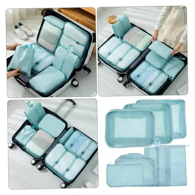 Produktbild von Reisegepäck-Organizer Set mit Packwürfeln, Kleidersäcken, Schuhbeuteln, Unterwäschebeuteln und Kosmetiktasche