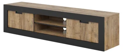 Immagine prodotto di Mobile TV MEUNIER – 2 ante & 5 vani – Rovere Samdal & nero opaco – 180×42×40 cm