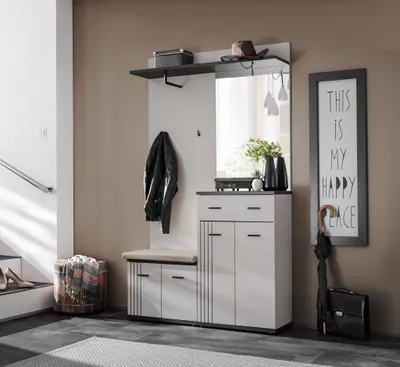 Obrázek produktu pro Stěna do předsíně PETUNIA 2 s podsedákem - kašmír / černá