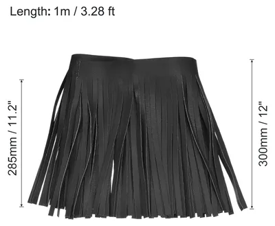 Produktbild von 1 Yard 12" Kunstleder Fransen Besatzmen Doppelseitig Leder N?hen Quaste Fringe fš¹r Basteln N?hen Kleid Kunsthandwerk Rock Dekoration Schwarz