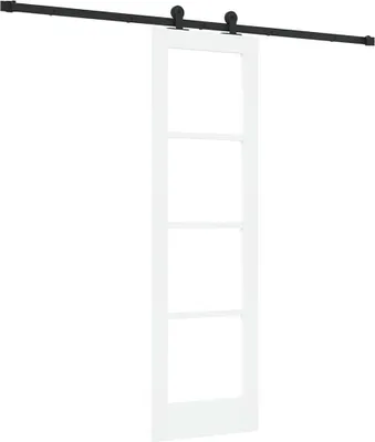 Image de Porte coulissante vidaXL ORKDAL, blanche, 61 x 198,5 cm, en pin massif et verre