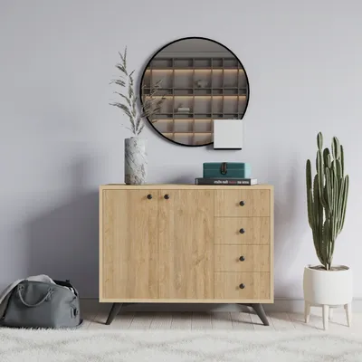 Zdjęcie produktu dla Skye Decor, Waga- Waga MDD, kolor dąb, szafka na buty, 82x100x35 cm, 100% płyta wiórowa pokryta melaminą