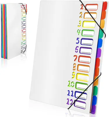 Produktbild von Dokumentenmappe A4, Tragbar Fächermappe mit 12 Fächern(Weiss)Ordnungsmappe mit Gummiband,wasserdicht,robust, für Büro, Schule, Hausaufgaben