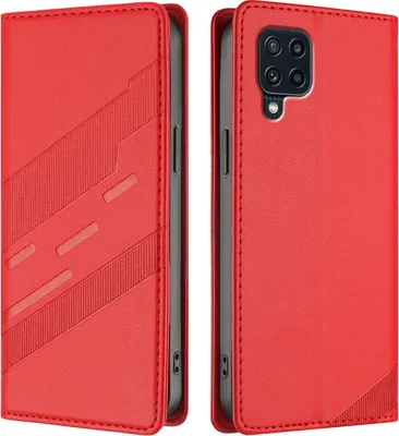 Image de Etui pour Samsung Galaxy M32 4G, étui portefeuille en cuirPolyuréthaneavec fente pour carte et fonction stand Rot