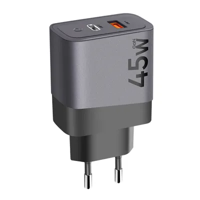 Produktbild von Tactical, GaN Netzteil USB + USB-C 45W Microgrid, Dunkelgrau