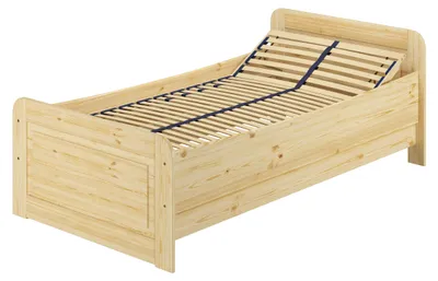 Produktbild von Seniorenbett extra hoch 90x220 Einzelbett Holzbett Gäste Massivholz Zubehör wählbar V-60.42-09-220Federholzrahmen inkl.
