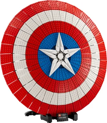 Produktbild von LEGO 76262 Marvel Captain Americas Schild Set, Avengers-Modellbausatz für Erwachsene mit Minifigur, Namensschild und Thors Hammer, sammelbare Infinity-Saga-Geschenkidee für Männer, Frauen, Ihn, Sie