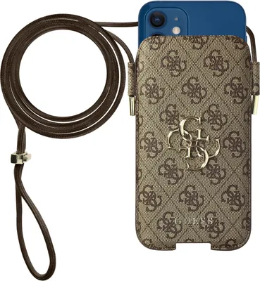 Produktbild von Guess 4G 6.1" Kunstleder Handytasche, Pouch Case mit Schulterriemen - Braun