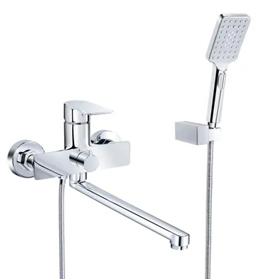 Badewannenarmatur Wandmontage, Chrom, mit Handbrause, 3 Modi