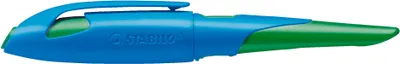 Produktbild von Ergonomischer Schulfüller für Rechtshänder mit Standard-Feder M - STABILO EASYbirdy in himmelblau/grasgrün - Einzelstift - inklusive Patrone