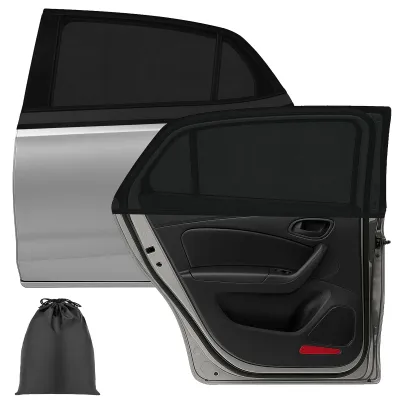 Image de Protection solaire pour bébés en voiture, kit universel 2 pièces pour vitres latérales avec protection UV pour enfants, pare-soleil/filet de fenêtre, compatible avec la plupart des voitures